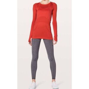 LULULEMON ATHLETICA Swiftly Tech Long Sleeve in Vivid Flame Size 4